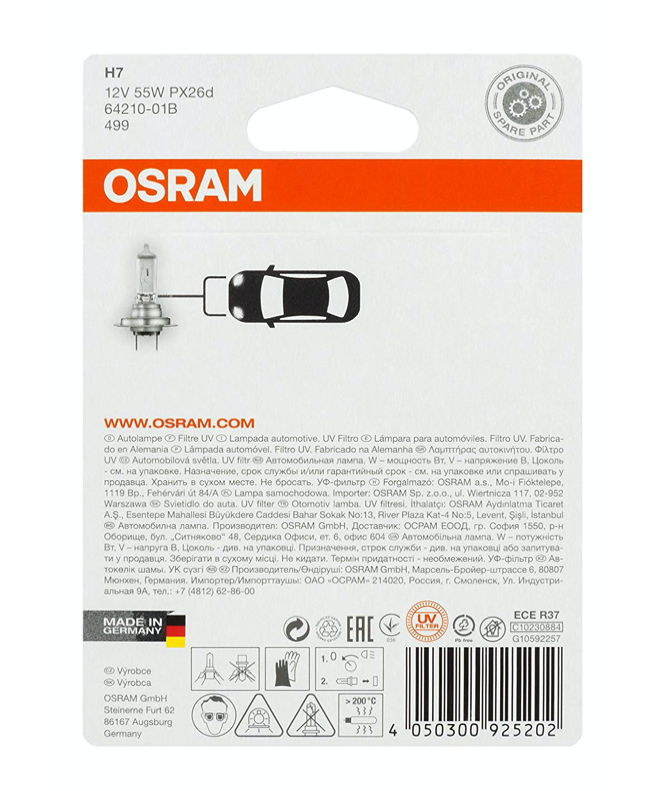 OSRAM H7 Gelb 62210FBR Halogen Nebel Breaker 12V 55W Auto Original