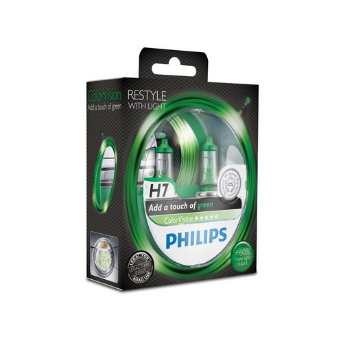 Philips H7 ColorVision Green Grün +60% Set 2x H7 12V 55W
